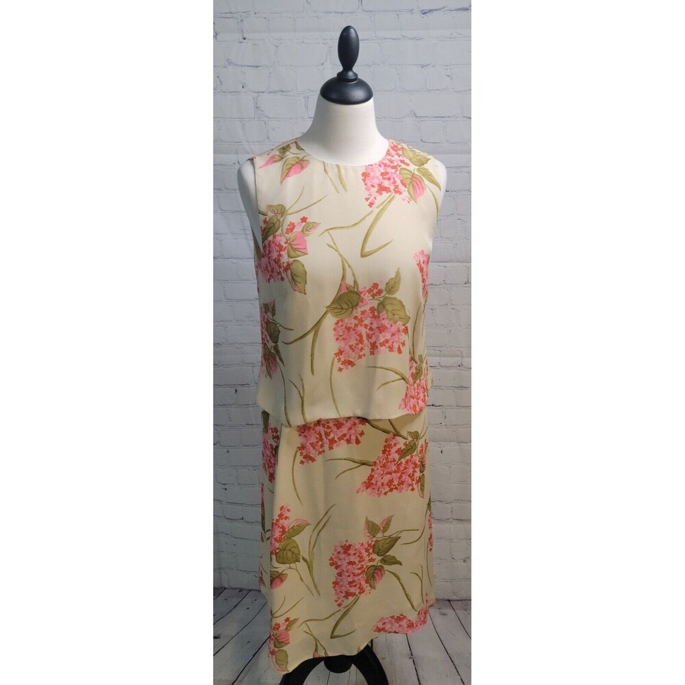 Vintage Madison Studio Floral Skirt & Sleeveless Top Set size 10 100% Silk